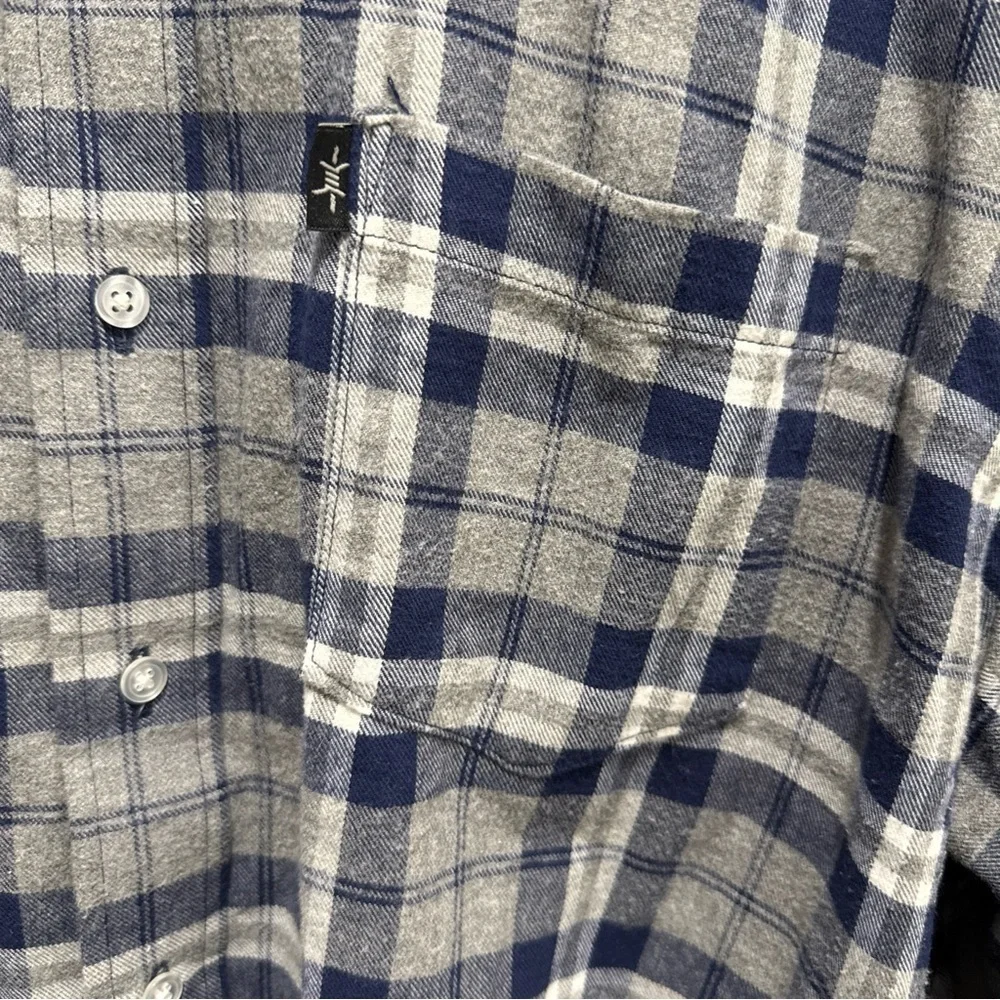 Texas Standard Size 3XL Flannel Button Down Shirt Blue Gray Plaid